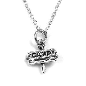Tiny Miniature Camping Sign Charm Necklace